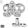 G23-DM21 - G23 Titanium Anchor with Surgical Steel Three Round Clear CZ in Triangle Dermal Top image 1