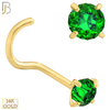 14-NR03YTE-20 - 14K Gold Nose Screw with Tanzanian Emerald Stone - 3mm image