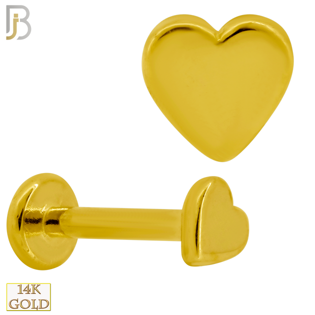 14-LB53 - 14k Gold Plain Solid Heart Labret image 0