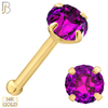 14-NR01CYR - 20g 14k Yellow Gold Nose Bone with Ruby Colored CZ image 3