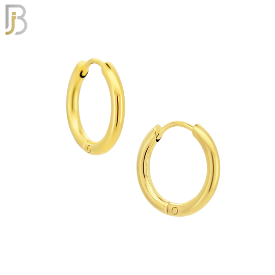 ES95G - 316L Stainless Steel Gold Plated 2mm Thickness Plain Hoops Design Huggies Clip On image 2