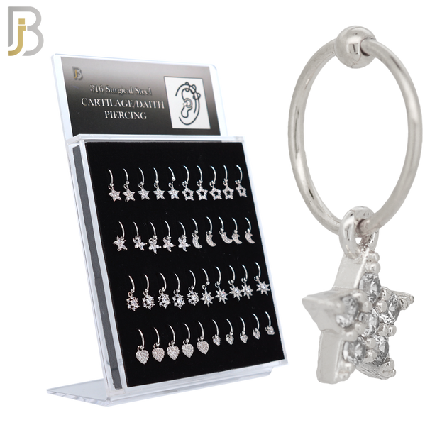 PK-HX01 - 316L Surgical Steel Different Dangling Designs Helix Piercing Pack of 40 image 0