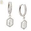 ES500 - 316L Stainless Steel Dangling Hexagon Virgin Mary Huggies Earrings image 1