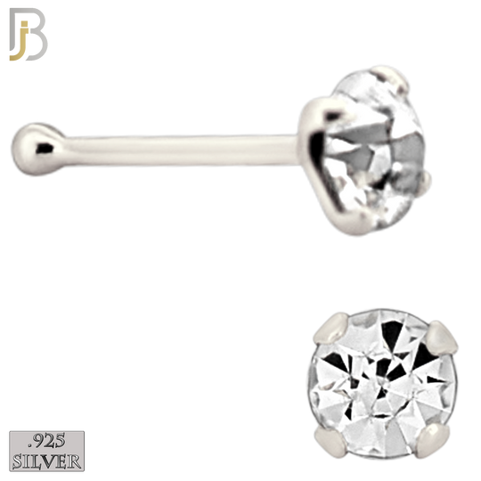 925-PK-NR01S-3C2 - Mixed of 2mm, 2.5mm, 3mm Clear CZ 22g Thickness  925 Sterling Silver Nose Bones, Prong Set Packages Pack of 120 image 4