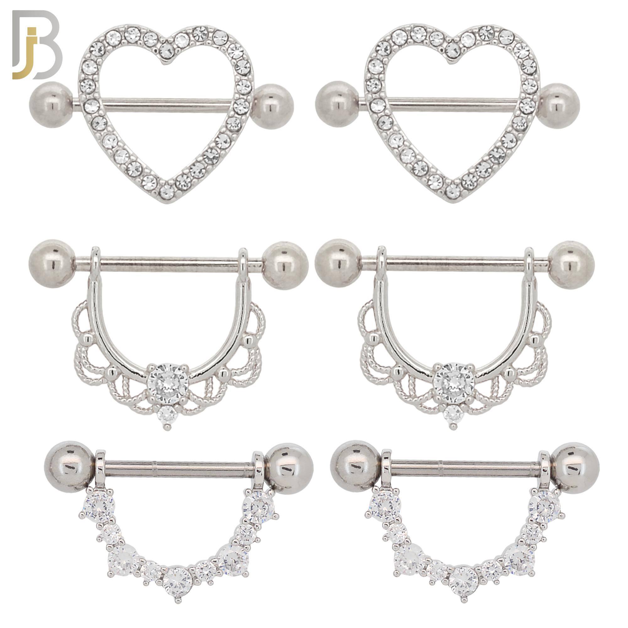 PK-NP21 - 316 Surgical Steel Nipple Rings with Mixed Designs Pack of 18 image 1