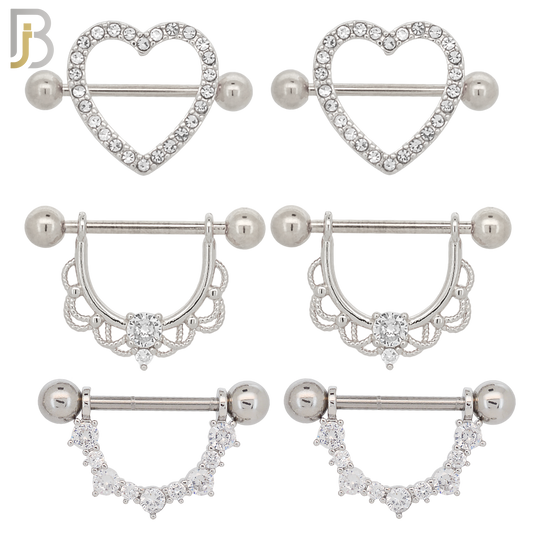 PK-NP21 - 316 Surgical Steel Nipple Rings with Mixed Designs Pack of 18 image 1
