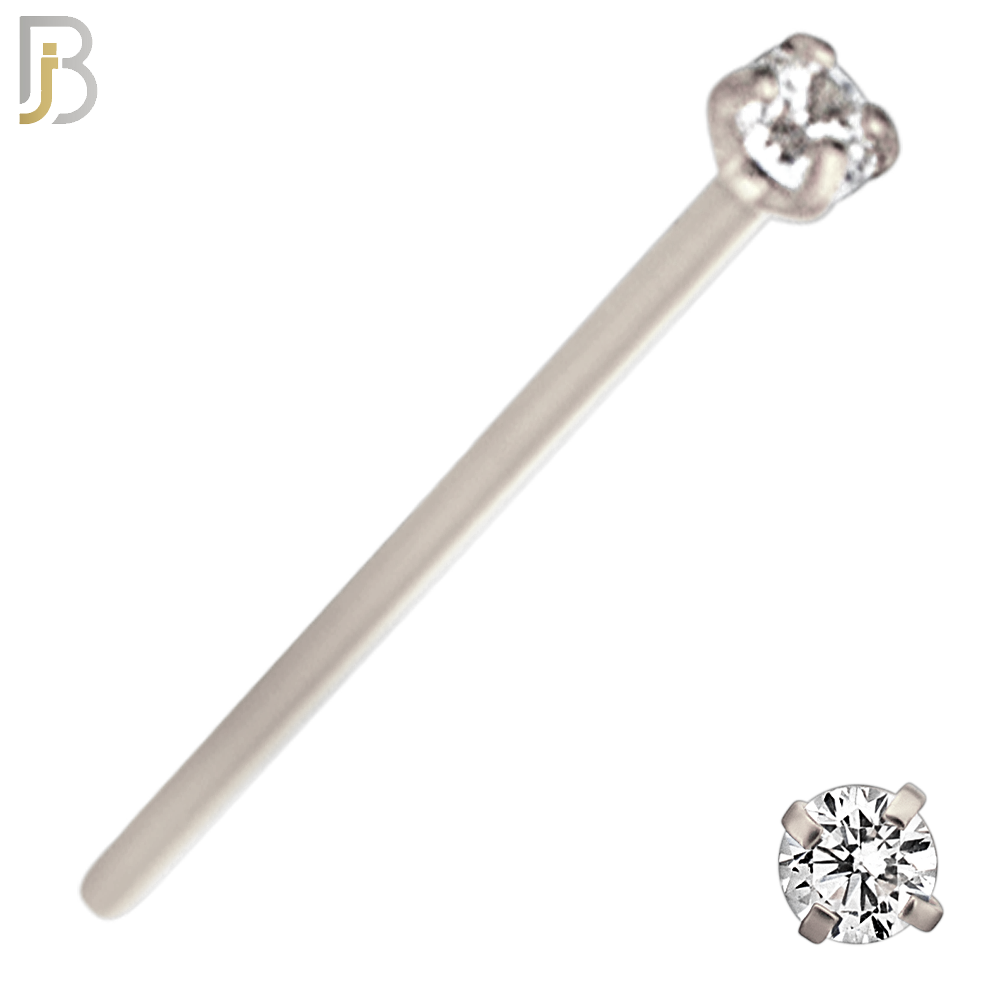 NR02S - 316L Surgical Steel Nose Stud  Prong Set Zircon Round Nose Ring image 2