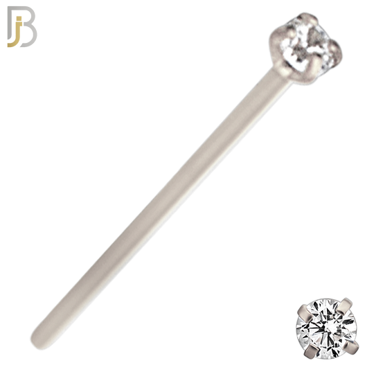 NR02S - 316L Surgical Steel Nose Stud  Prong Set Zircon Round Nose Ring image 2