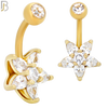 NB52 - 316L Stainless Steel Five Petal CZ Star Shaped Flower Belly Ring image 2