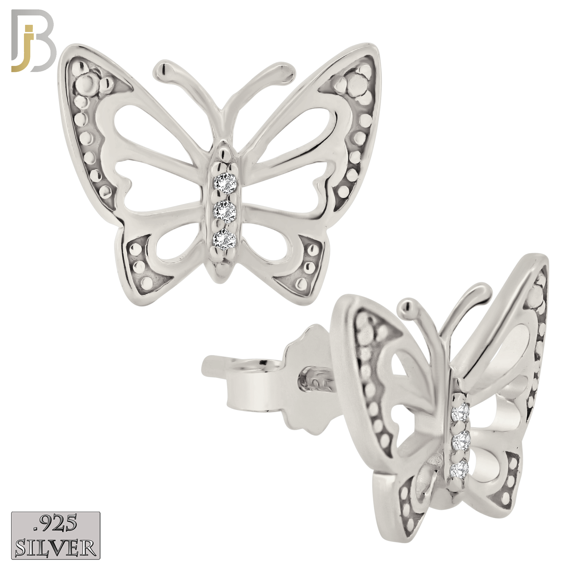 925-ES377 - .925 Sterling Silver Butterfly Stud Earrings image 1