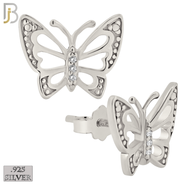 925-ES377 - .925 Sterling Silver Butterfly Stud Earrings image 1