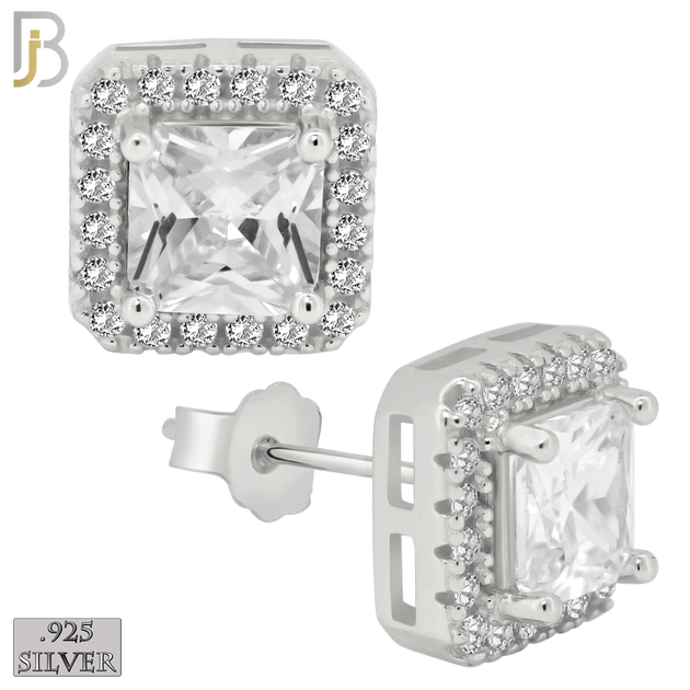 925-ES76 - .925 Sterling Silver Square Design with Multi Zircon Earring Stud image 1
