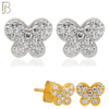 925-ES34 - .925 Sterling Silver Butterfly Zircon Earring Stud image 0