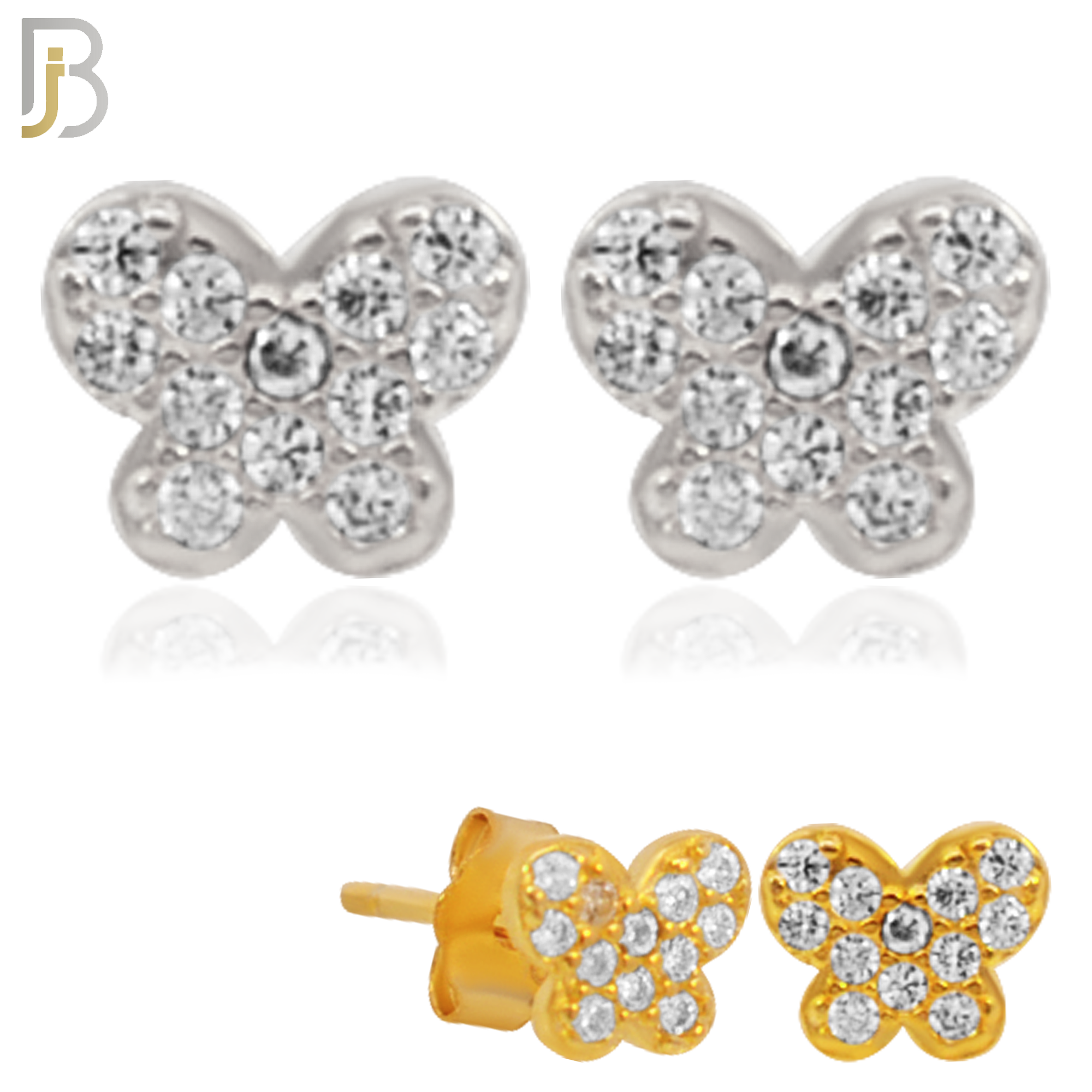 925-ES34 - .925 Sterling Silver Butterfly Zircon Earring Stud image 0