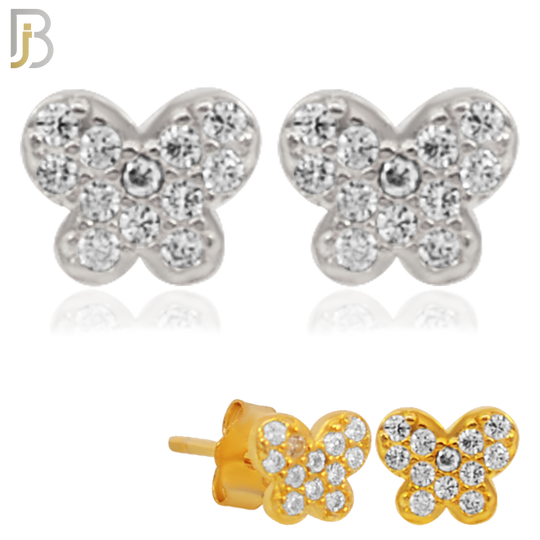 925-ES34 - .925 Sterling Silver Butterfly Zircon Earring Stud image 0