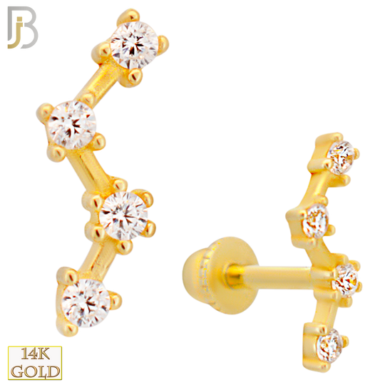14-TB38 - 14k Yellow Gold 4 Star Constellation Tragus Barbell with Baby Screw Backing image 0