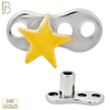 14-G23-DM09 - 14k Titanium Anchor with 14k Gold Top Plain Star  Dermal - Internally Threaded image 2