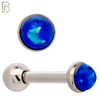 TB120SB - 316L Stainless Steel Opal Blue Bezel Tragus/Cartilage Barbell (Pack of 6) image 1