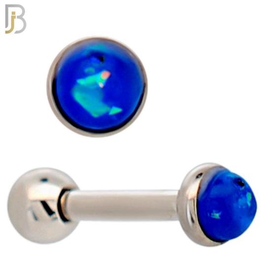 TB120SB - 316L Stainless Steel Opal Blue Bezel Tragus/Cartilage Barbell (Pack of 6) image 1