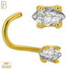 14-NR101C - 14k Yellow Gold Nose Screw with Marquise Cut CZ in Prong Setting - Yellow Gold image
