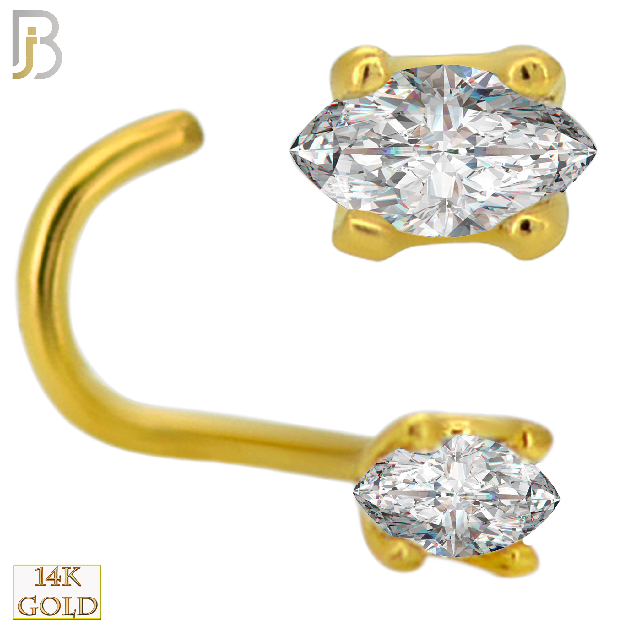 14-NR101C - 14k Yellow Gold Nose Screw with Marquise Cut CZ in Prong Setting - Yellow Gold image