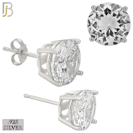 925-ES71-SC - .925 Sterling Silver Rhodium Plated Earring Stud Casting Round Prong Setting Clear Zircon image 8