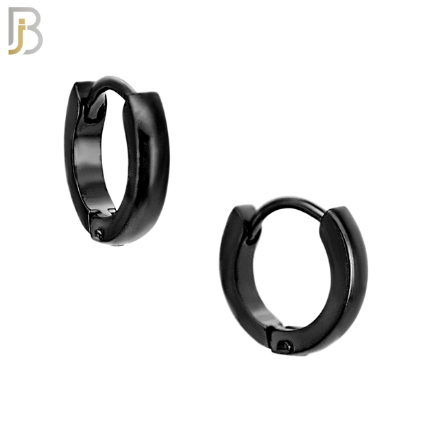 ES01K - 316L Stainless Steel Black Plated Plain Curve Design Huggies image 1