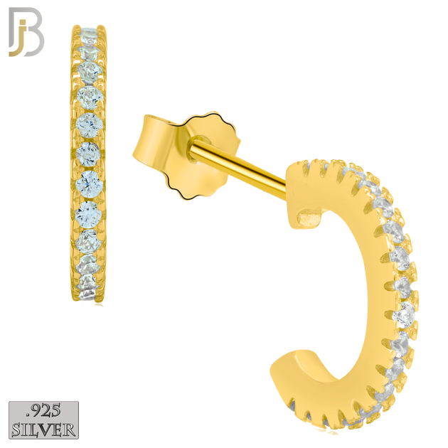 925-ES82 - .925 Sterling Silver Hoops with Zircon Design Earring Stud image 2