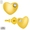 925-ES211 - Push Back - .925 Sterling Silver Plain Heart Shaped Earring Stud with Single Clear Zircon image 2
