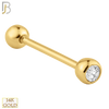 14-BB02Y - 14k Yellow Gold Double Gem Barbell External Threaded image 1