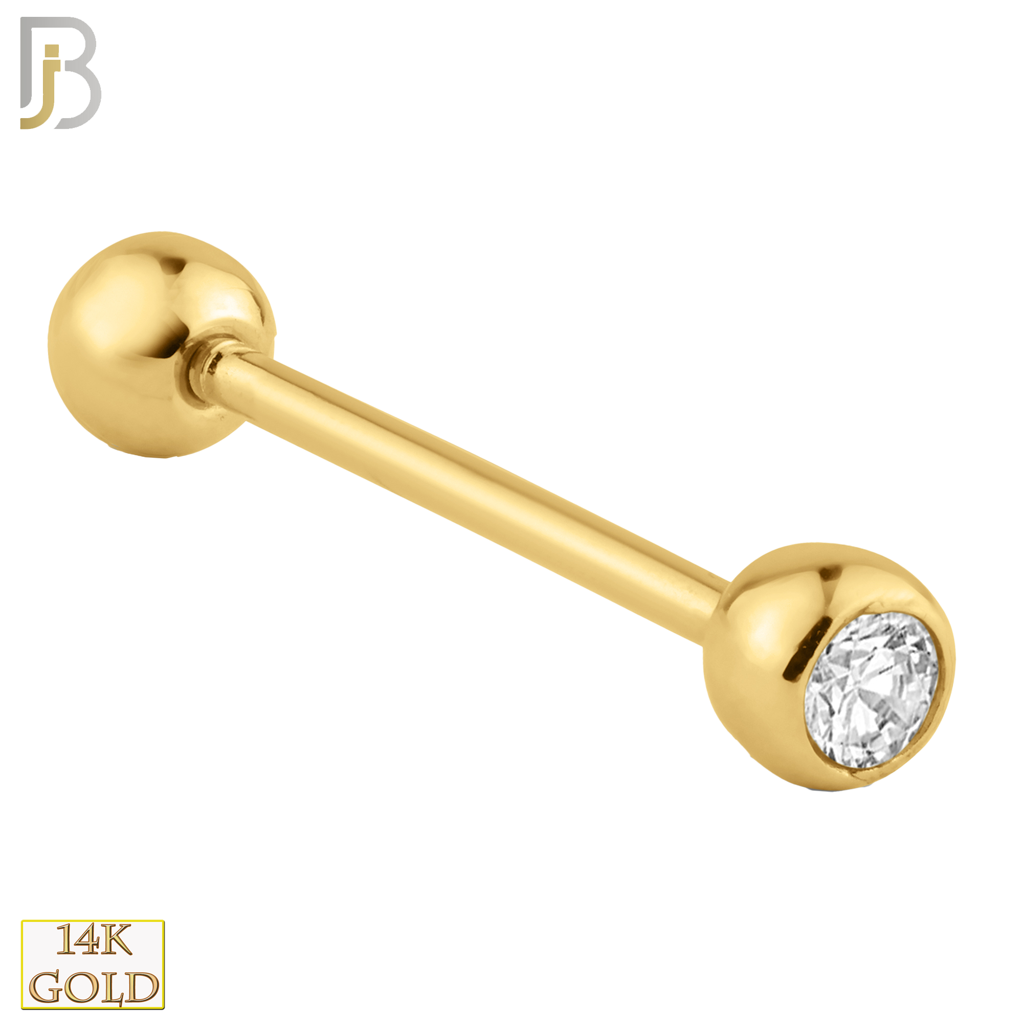 14-BB02Y - 14k Yellow Gold Double Gem Barbell External Threaded image 1