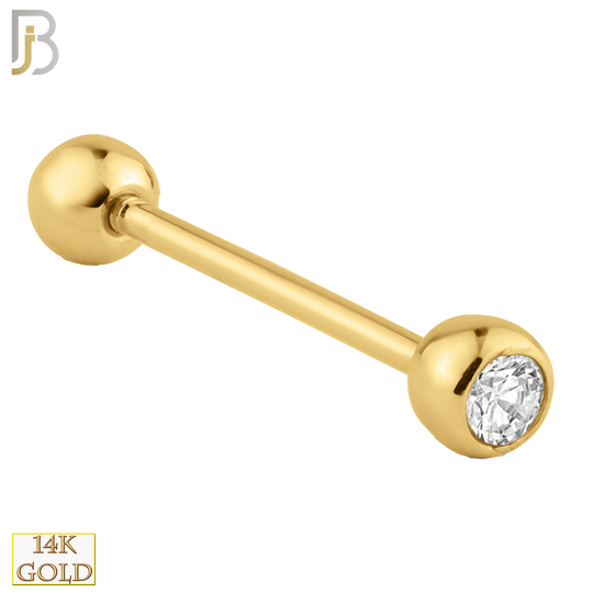14-BB02Y - 14k Yellow Gold Double Gem Barbell External Threaded image 1