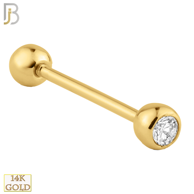 14-BB02Y - 14k Yellow Gold Double Gem Barbell External Threaded image 1