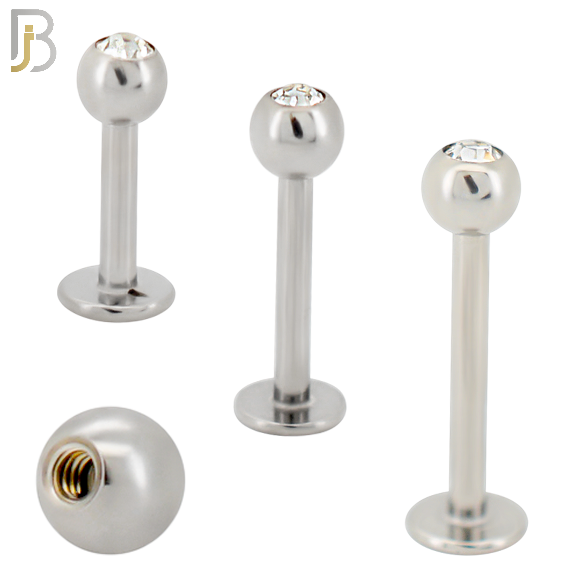LB06SC - 316L Surgical Steel Labret Screw Ball with CZ External Threaded (PACK OF 6) image 0
