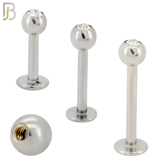 LB06SC - 316L Surgical Steel Labret Screw Ball with CZ External Threaded (PACK OF 6) image 0