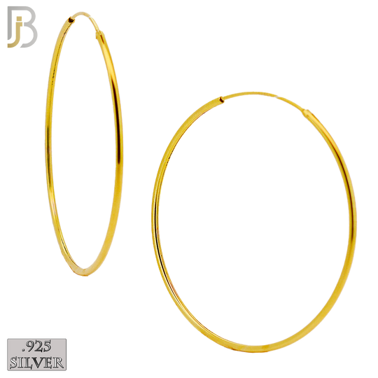 925-ES310G - .925 Sterling Silver in Gold Plating Plain Hoop Earrings - 42mm image