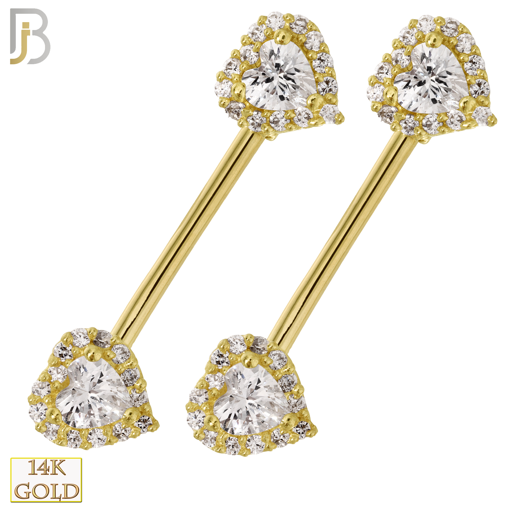 14-NP14 - 14k Solid Gold Nipple Ring Piercing Heart with Multi CZ image 0
