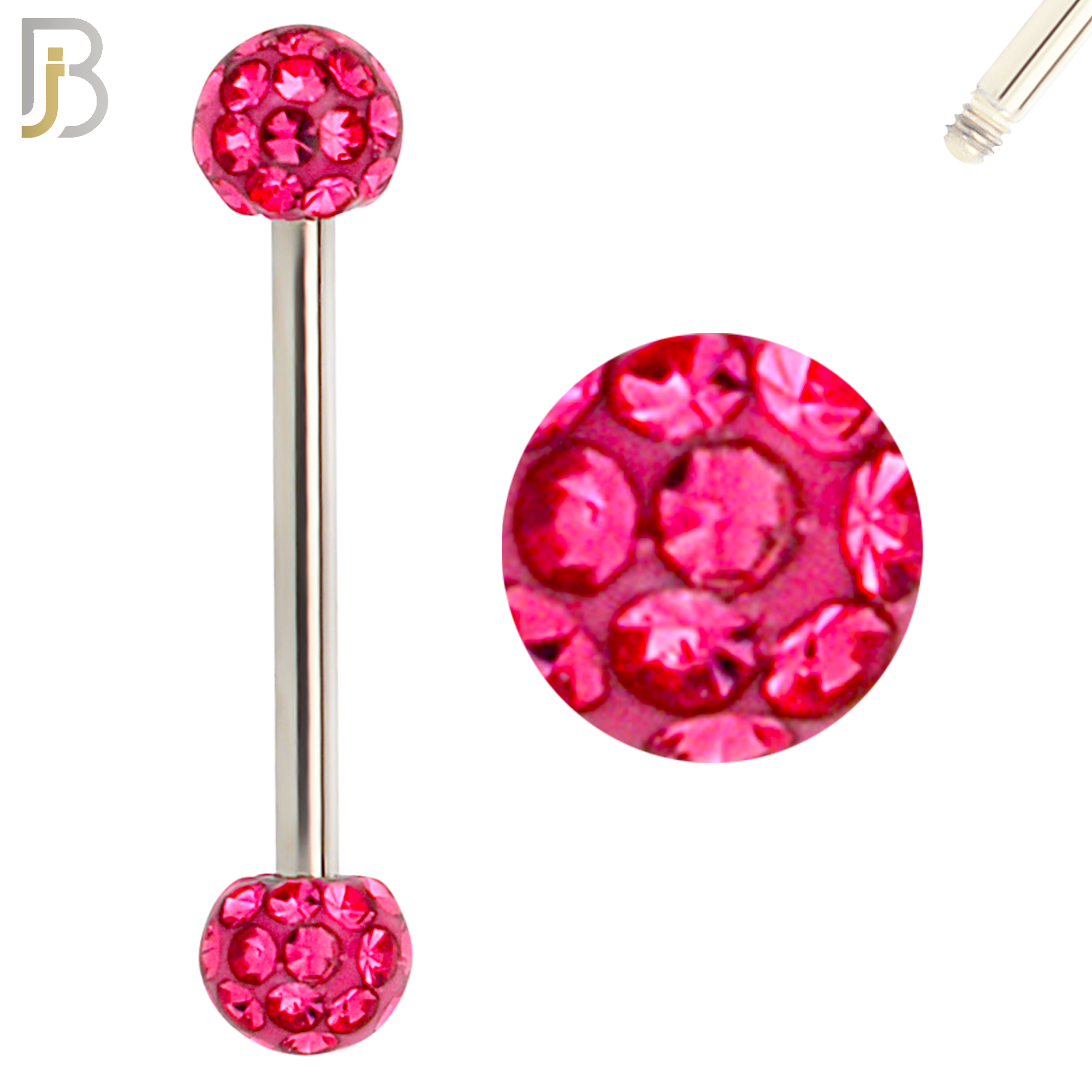 BB68 - 316L Surgical Steel Barbell with  Oil Coated Multi Cubic Zirconia Ball (Pack of 4) image 5
