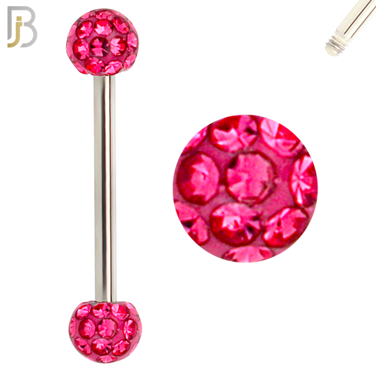 BB68 - 316L Surgical Steel Barbell with  Oil Coated Multi Cubic Zirconia Ball (Pack of 4) image 5