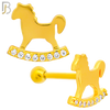 TB50 - 316L Stainless Steel and Brass Rocking Horse with Zircon Design Tragus Barbell Cartilage Piercing Externally Threaded (PACK OF 6) image 2