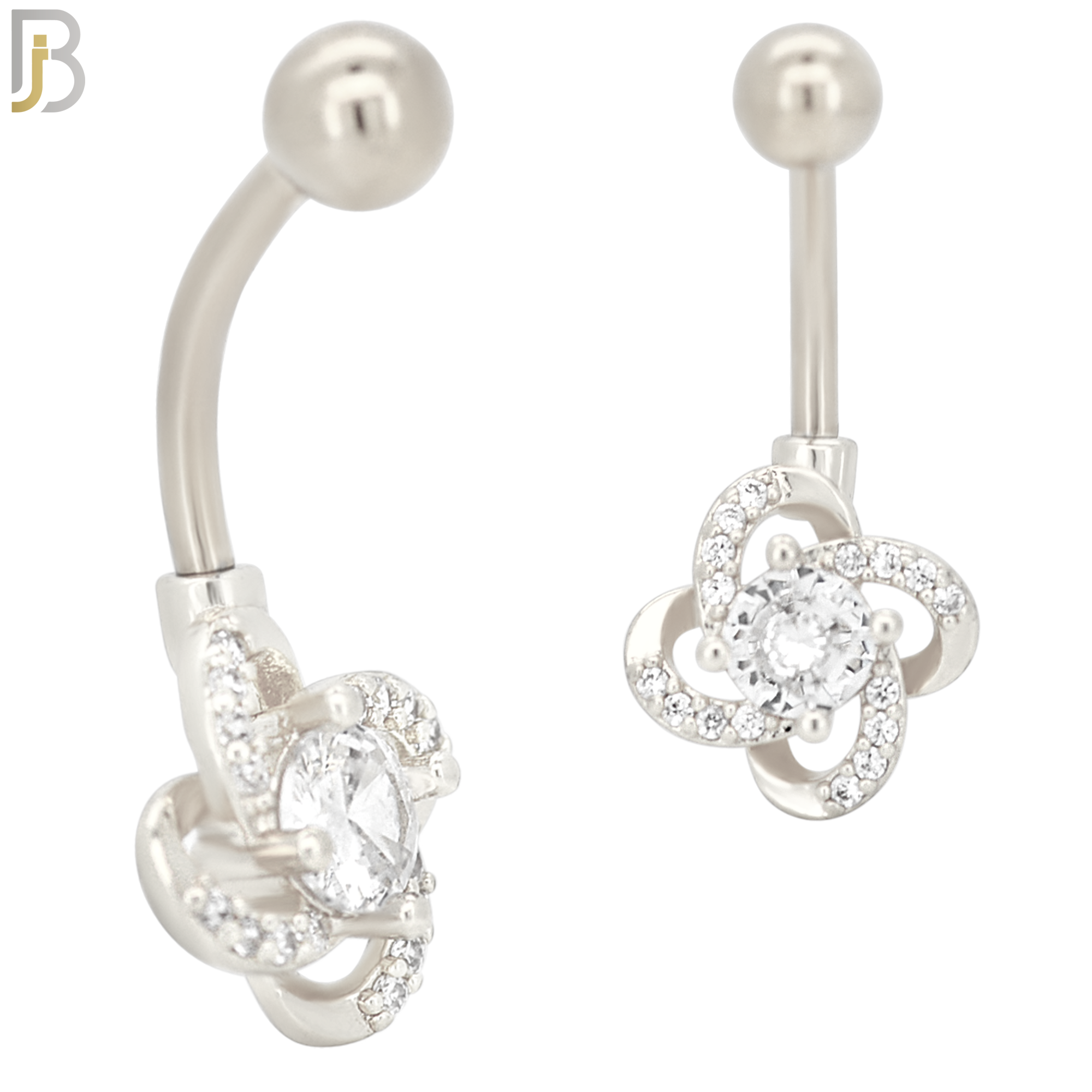 NB38 - 316L Stainless Steel Flower Twisted Banana Belly Navel Ring image 1