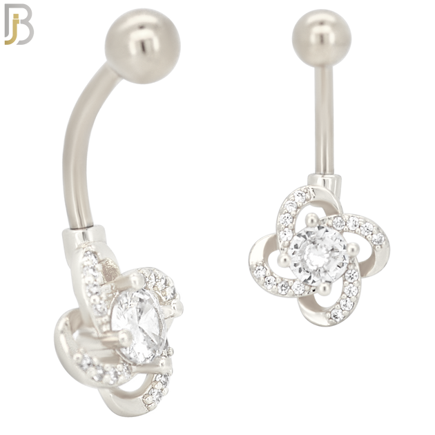 NB38 - 316L Stainless Steel Flower Twisted Banana Belly Navel Ring image 1