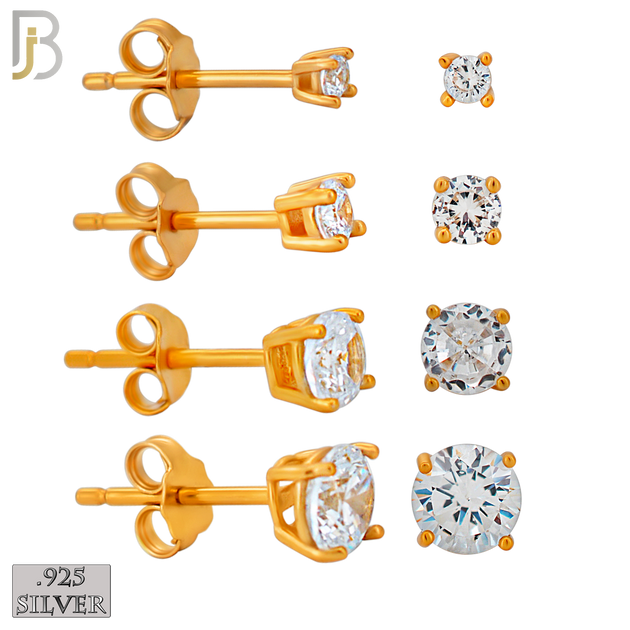 925-ES71-RC - .925 Sterling Silver Rose Gold Plated Earring Stud Casting Round Prong Setting Clear Zircon image 0