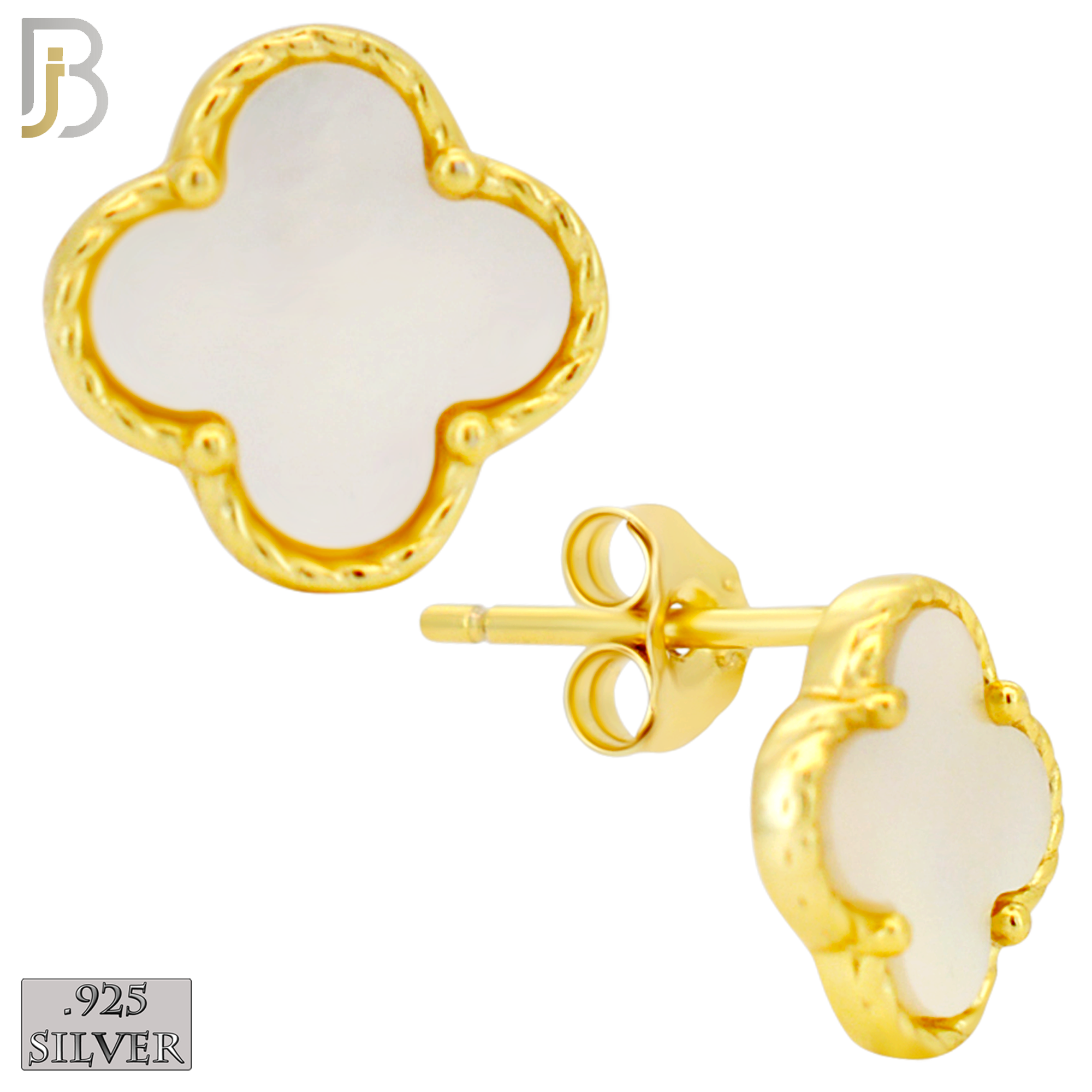 925-ES519 - 925 Sterling Silver Clover Stud Earrings – Enamel Finish image 2