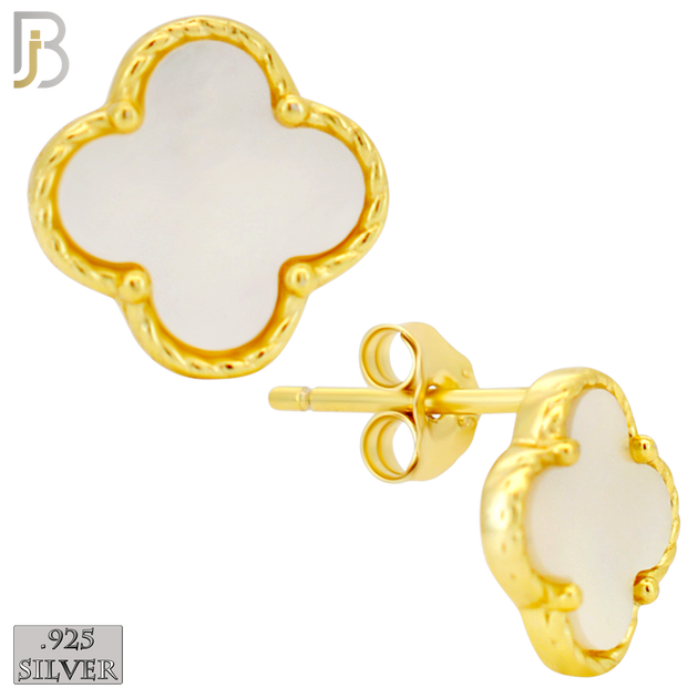 925-ES519 - 925 Sterling Silver Clover Stud Earrings – Enamel Finish image 2