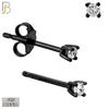 925-ES71-KC - .925 Sterling Silver Black Plated Earring Stud Casting Round Prong Setting Clear Zircon image 1