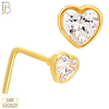 14-NR103L - 14k Solid Gold L-Shape Bezel Heart Design image 0