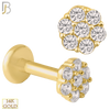 14-LB28 - 14k Yellow Gold 4mm Round Flower with Multi Zircon Labret image