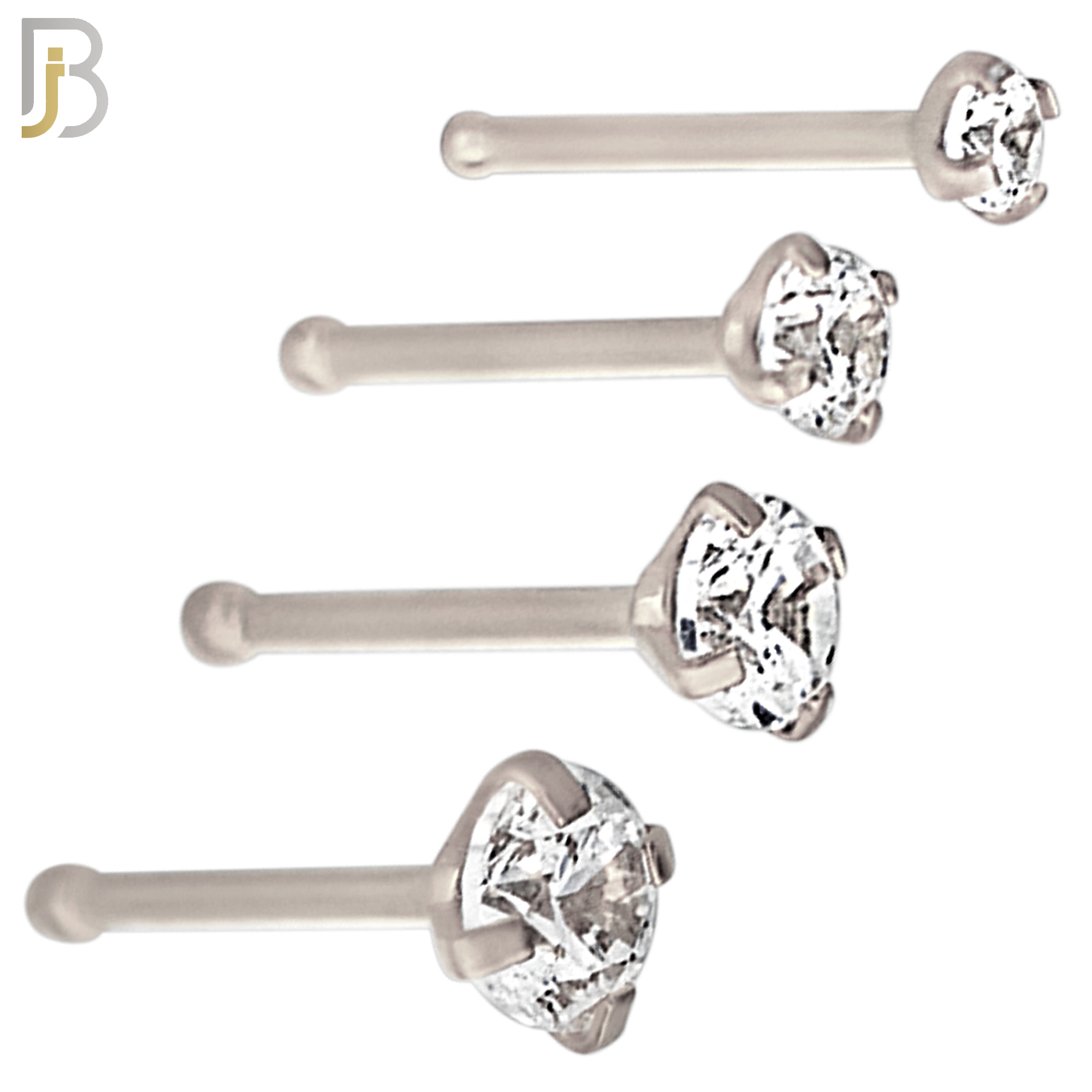 NR01S - 316L Surgical Steel Nose Bone Prong Set Zircon Round Nose Ring (PACK OF 6) image 0