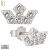 925-ES434 - Push Back - .925 Sterling Silver Three Point Crown with Multi Zircon Earrings Stud image 0